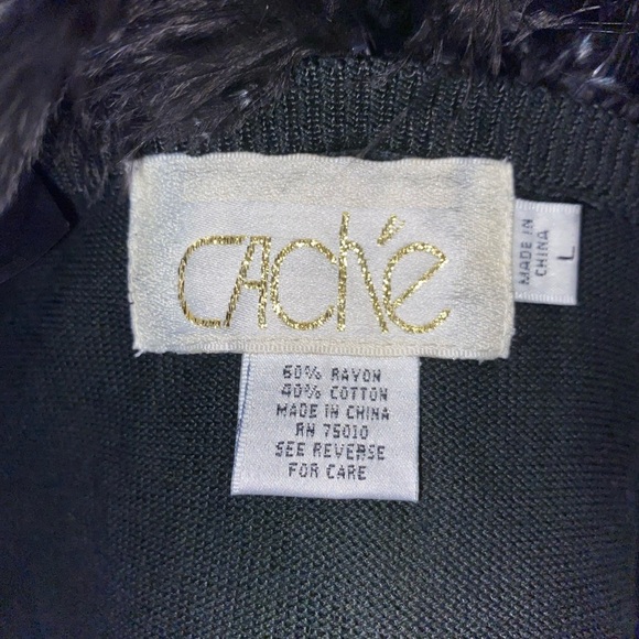 Vintage Cache Y2K Feather Collared Sweater Size Large Black - Picture 4 of 4